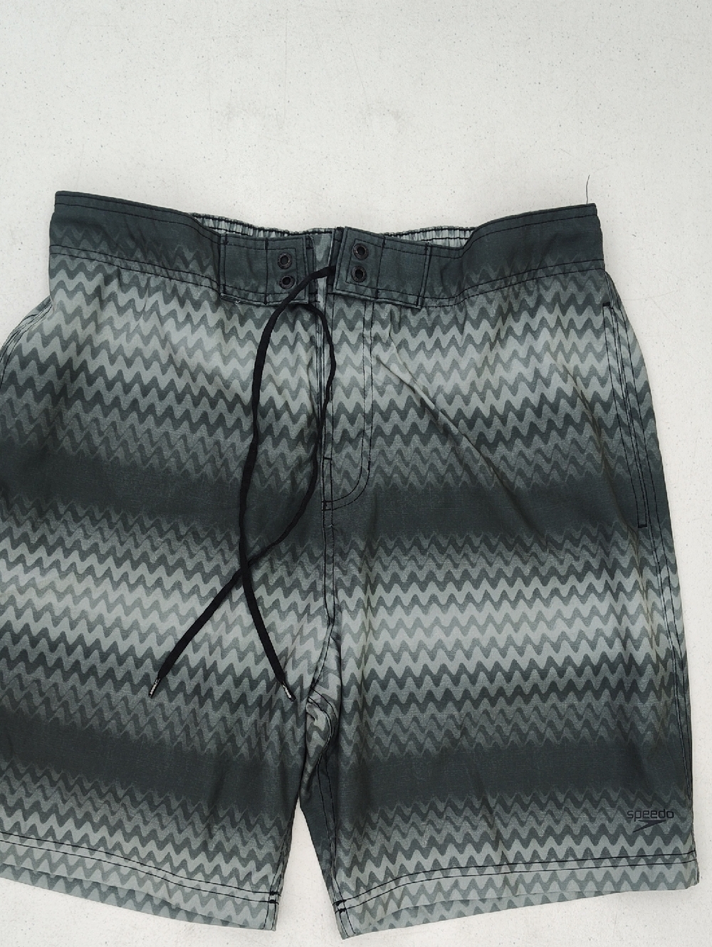 Speedo Green and Gray Zigzag Swim Trunks